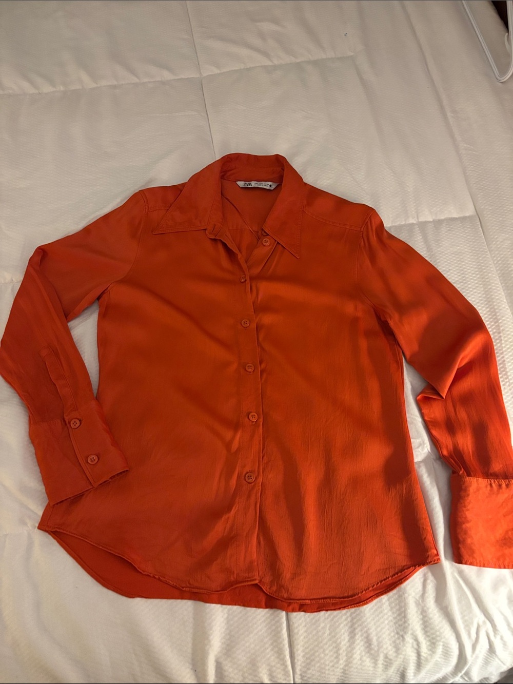 Zara O style( fitted) woman Button-Up Shirt in Bright Orange